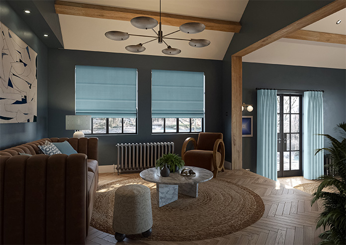 Ultra Luxe Velvet, Blue Cloud - Twist&Fit Roman Blind - Image 6